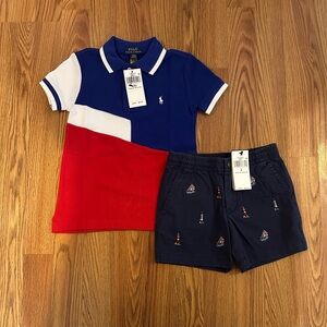 Polo Ralph Lauren Boys Color-Blocked Cotton Mesh Polo Shirt. & Shorts, Size 4